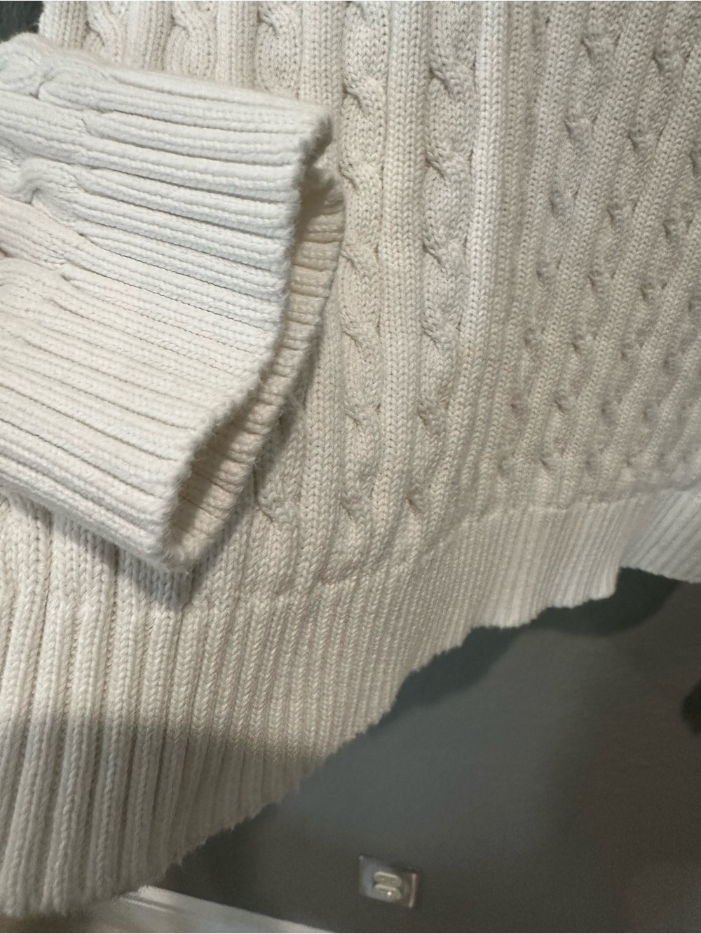 Lauren Ralph Lauren Cotton Cable Knit White Sweater Women’s Sz XL - Picture 5 of 11